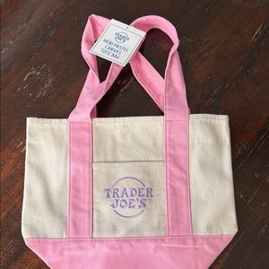 Trader Joe's Pink and Cream Mini Canvas Tote